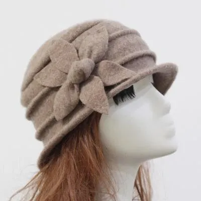 100% Pure Wool Hexagonal Flower Casual Warm Knitted Winter Beanie