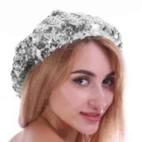 70's Silver Sequin Disco Beret Hat