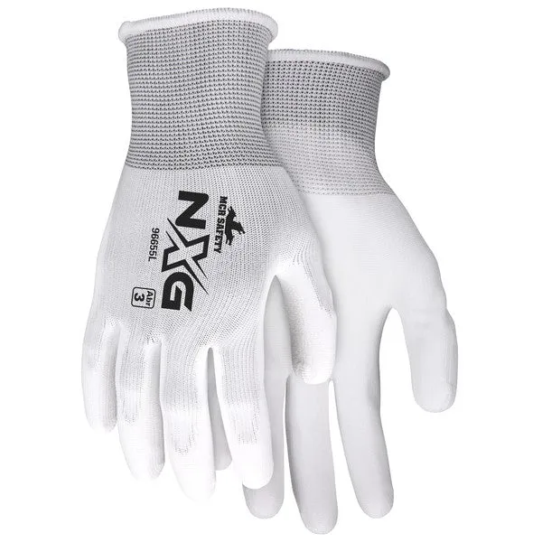 96655L MCR Safety Memphis Gloves, Large, Polyester, White, Knit Wrist Cuff