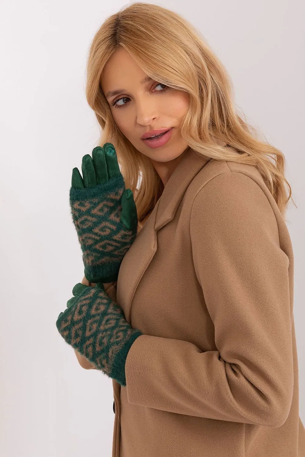 AT Geometric Print Double Layered Gloves