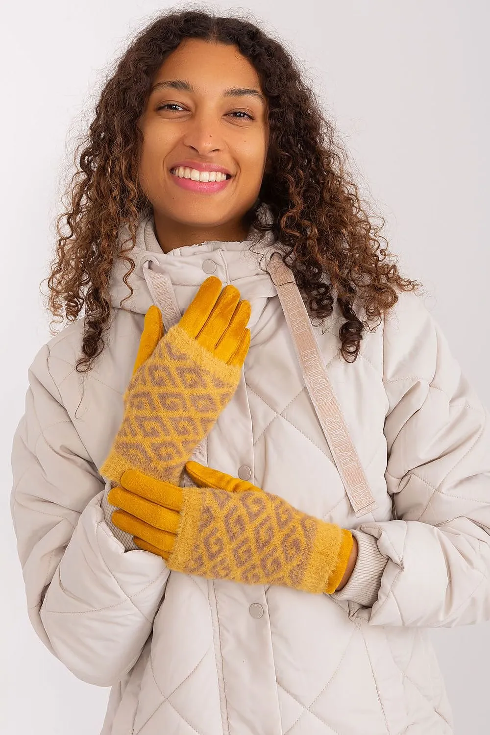 AT Geometric Print Double Layered Gloves