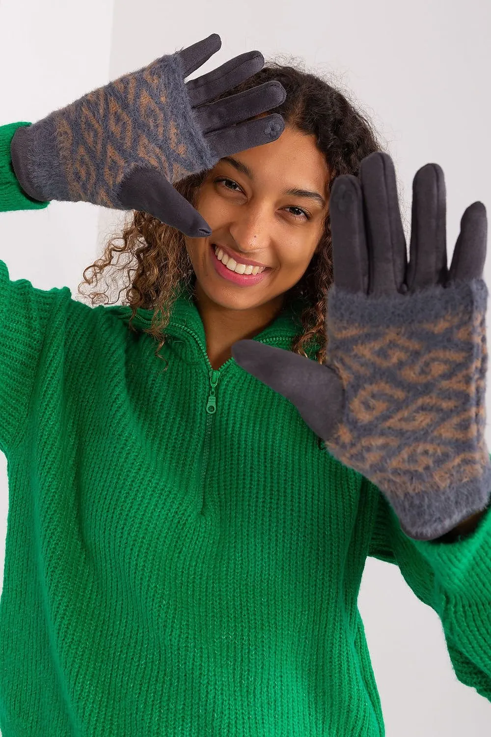 AT Geometric Print Double Layered Gloves