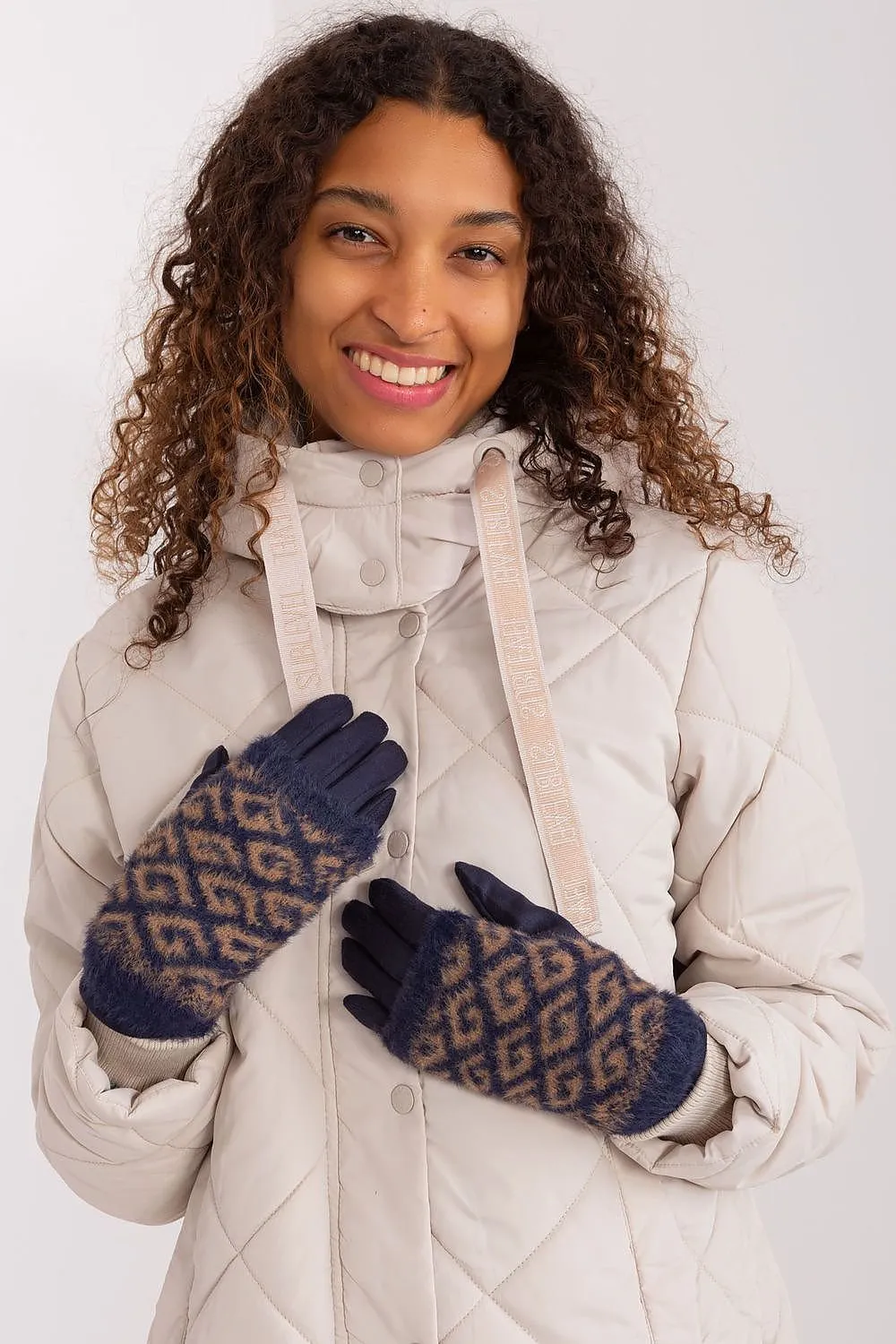 AT Geometric Print Double Layered Gloves