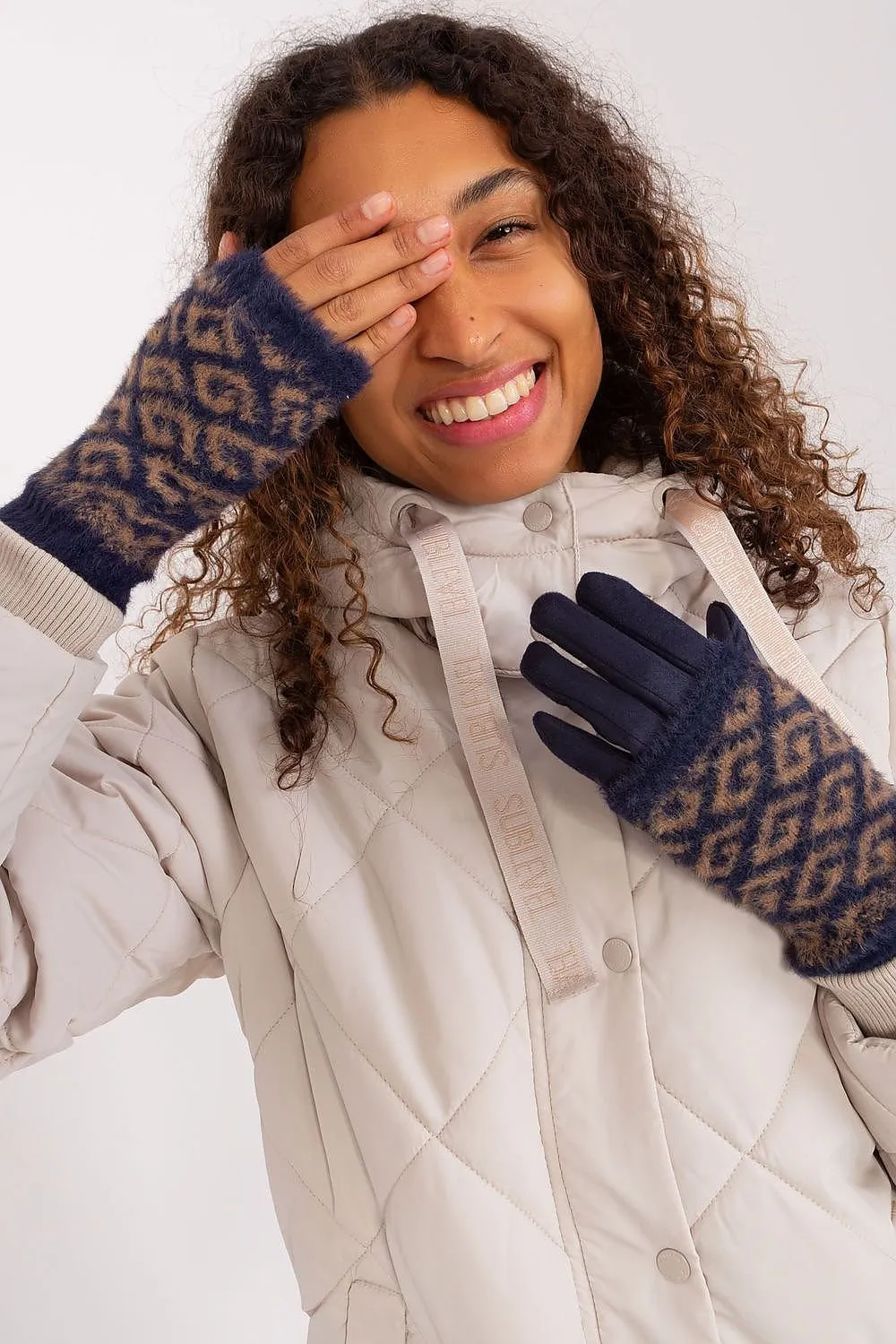 AT Geometric Print Double Layered Gloves