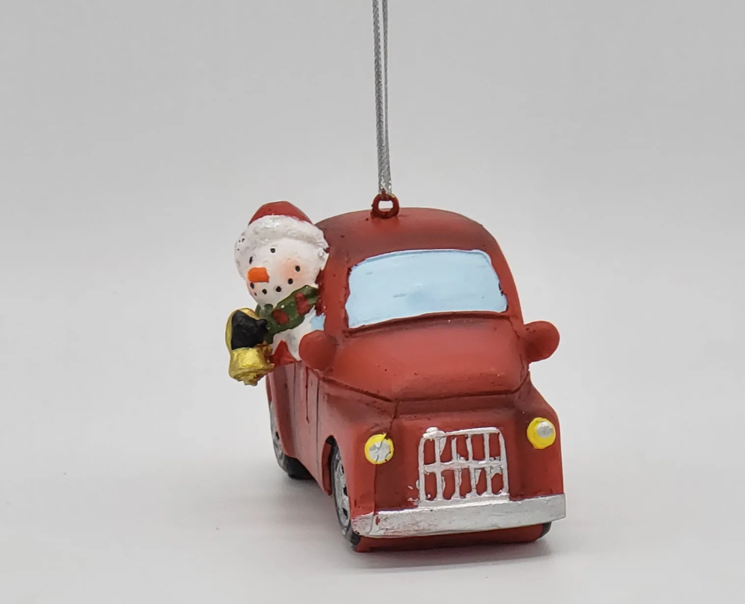 Automobile Santa & Snowman Ornament