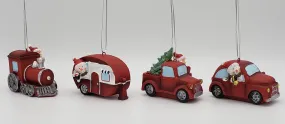 Automobile Santa & Snowman Ornament