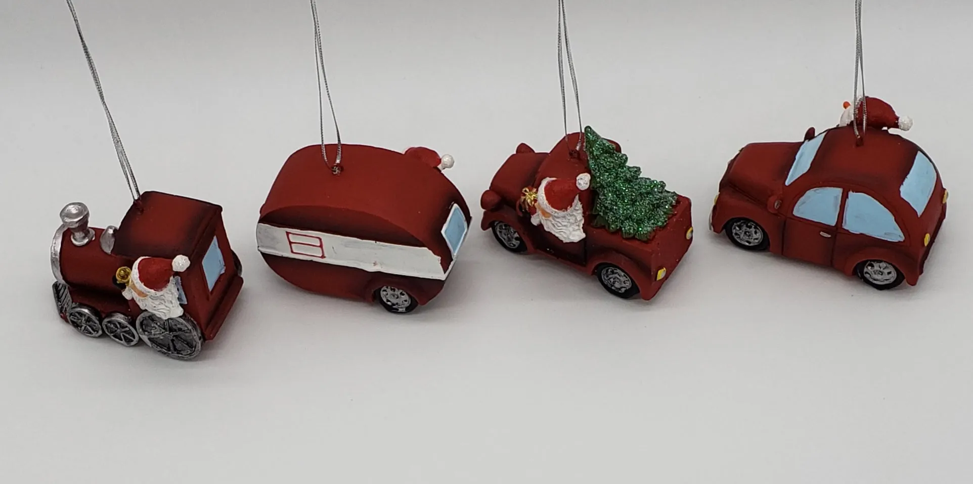 Automobile Santa & Snowman Ornament