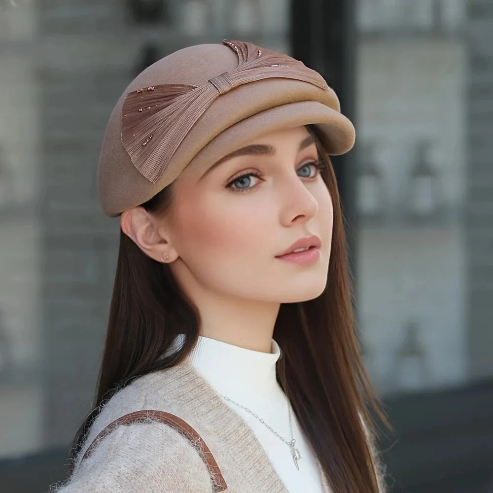 Autumn Winter Wool Hats Fashionable Versatile Short Brimmed Duckbill Hat