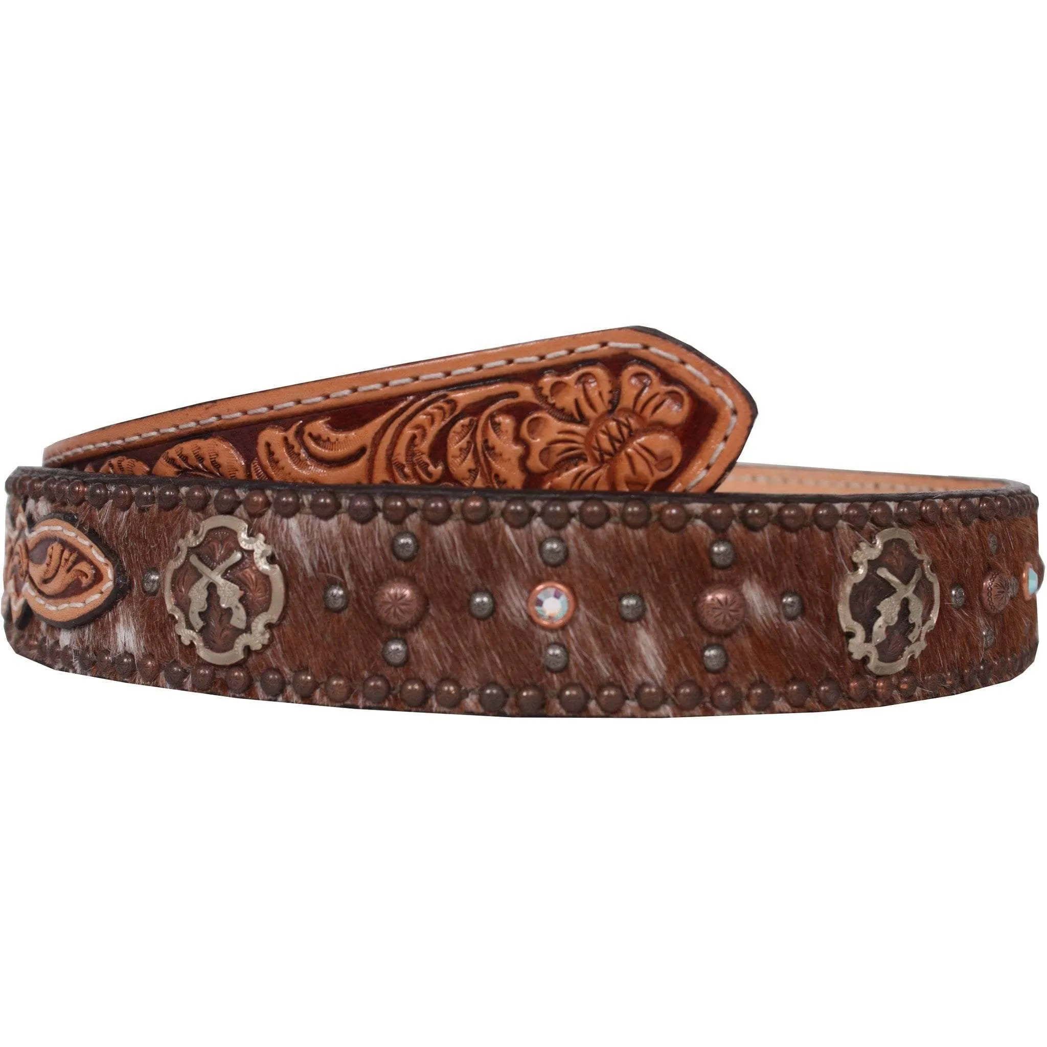 B046 - Roan Hair and Floral Tooled Belt