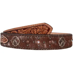 B046 - Roan Hair and Floral Tooled Belt