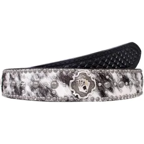 B713A - Roan Hair Studded Tooled Belt