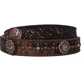 B716 - Brindle Hair Floral Tooled Belt