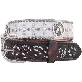 B901 - Roan Hair Studded Tooled Belt