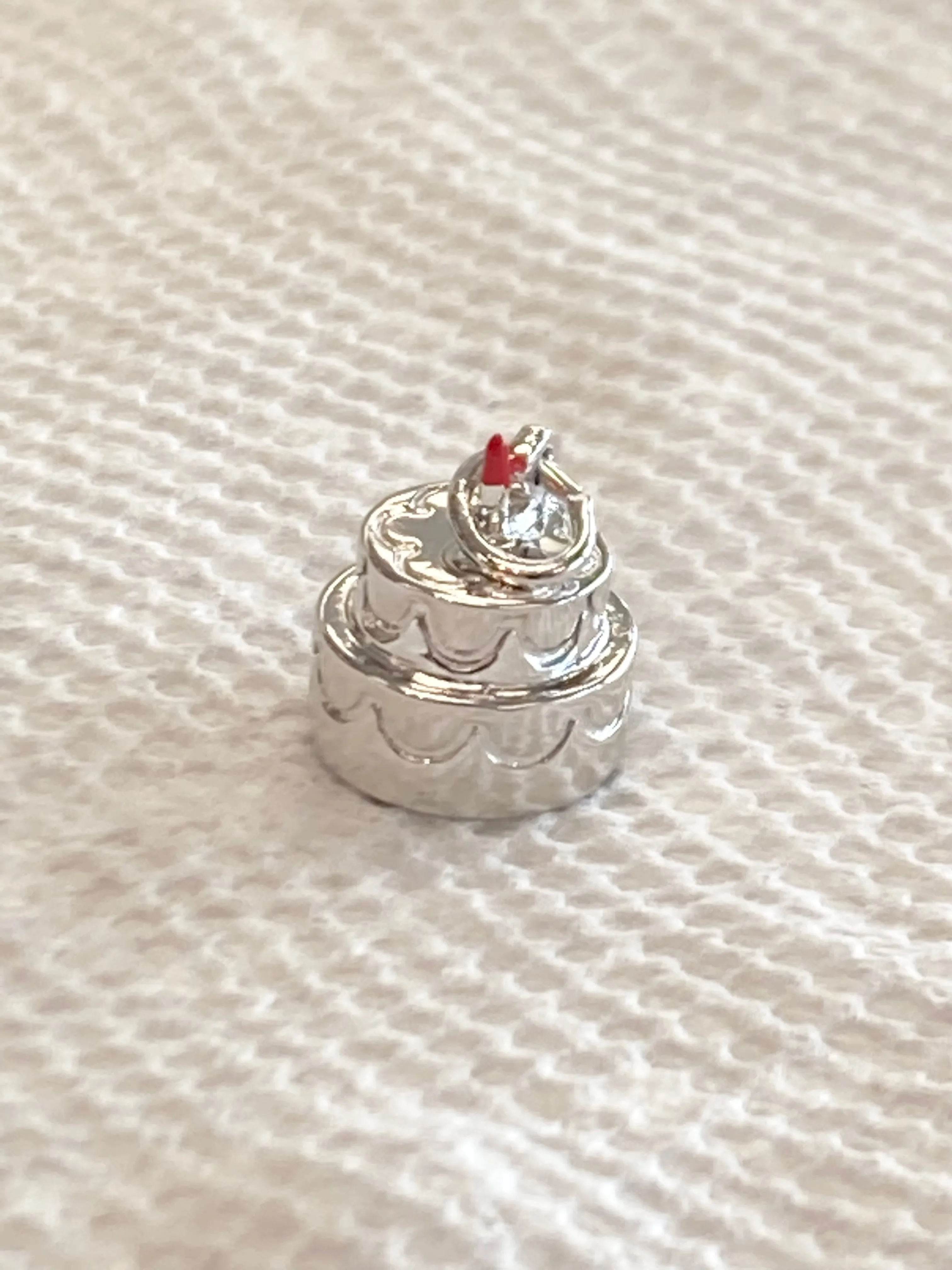 Birthday Cake Silver Charm