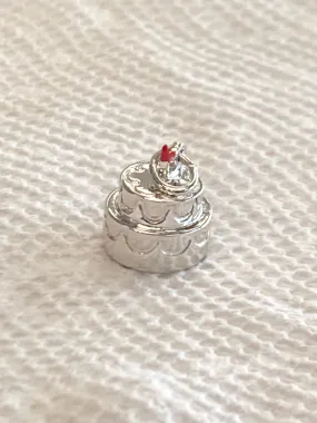 Birthday Cake Silver Charm