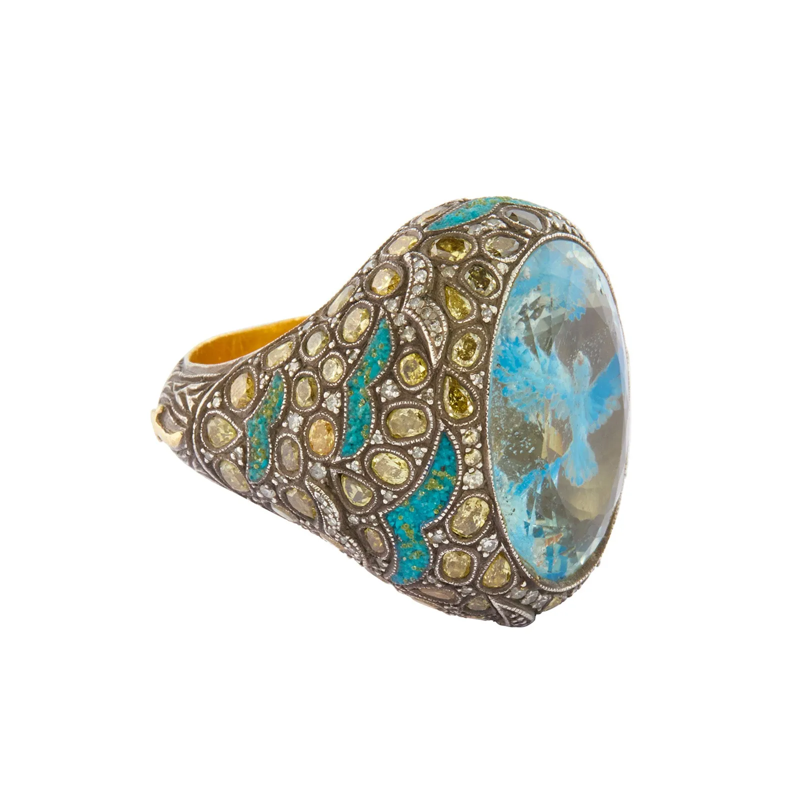 Blue Birds in Flight Oval Ring