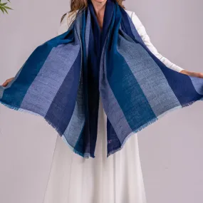 Blue on Blue Pashmina Cashmere Shawl