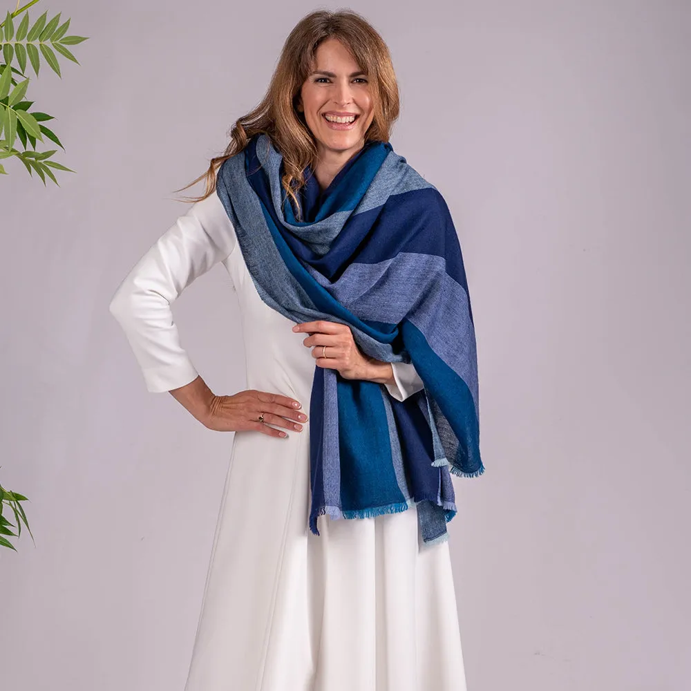 Blue on Blue Pashmina Cashmere Shawl