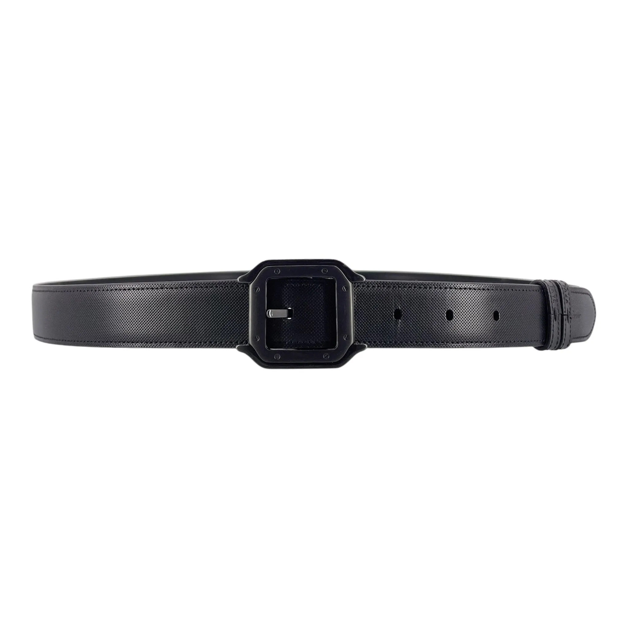 Cartier Santos De Cartier Leather Belt Black Black Pre-Owned