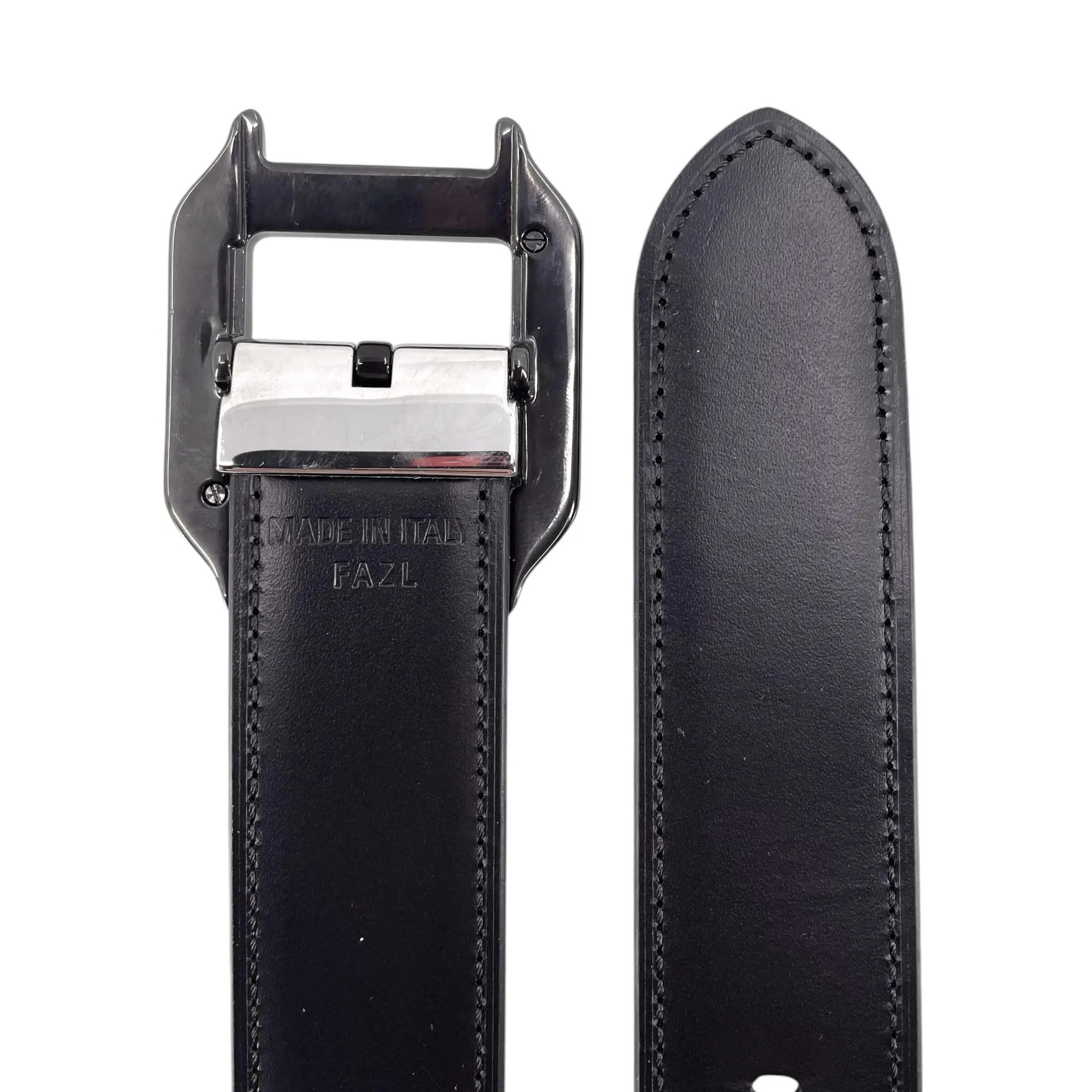 Cartier Santos De Cartier Leather Belt Black Black Pre-Owned