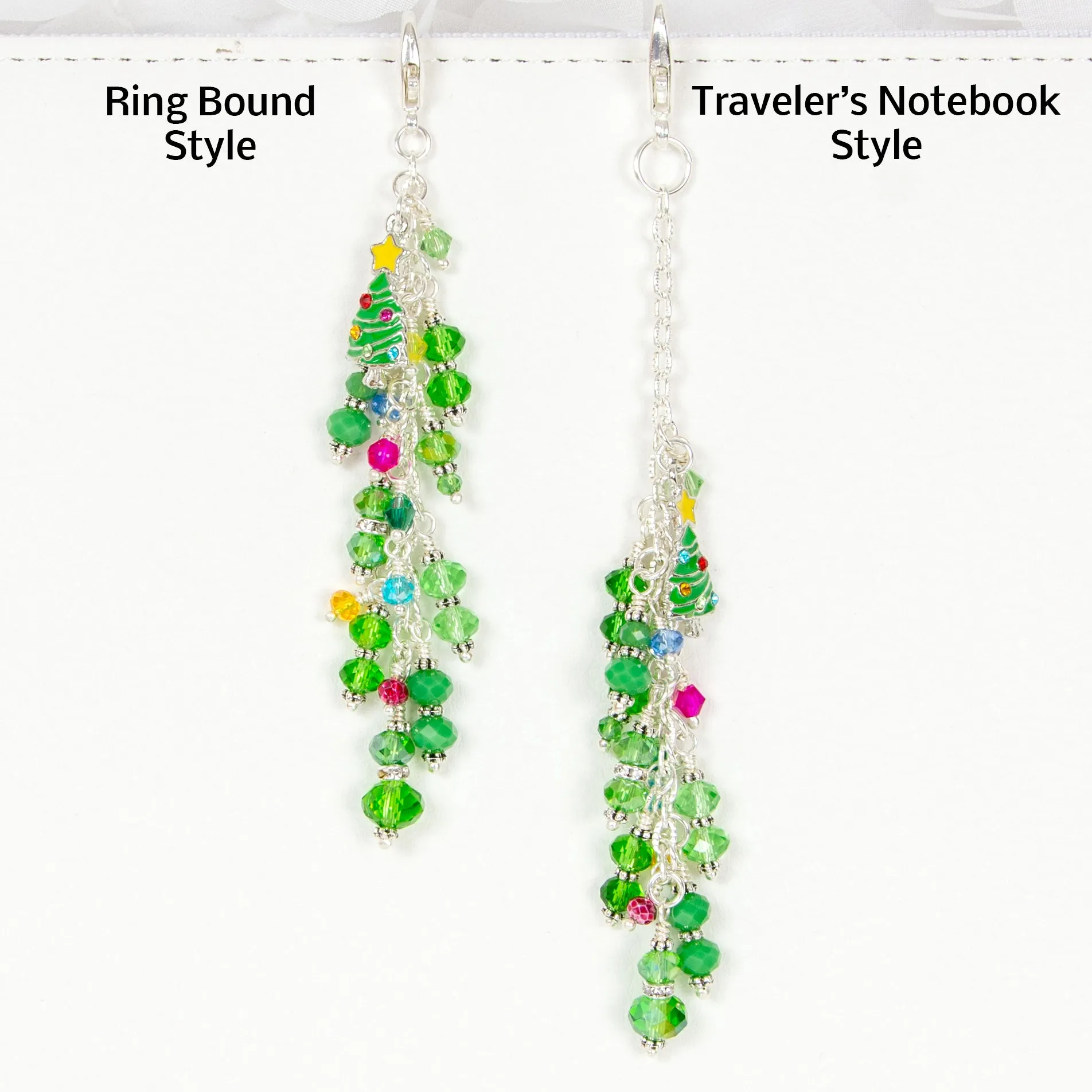 Christmas Tree Planner Charm with Green Crystal Dangle