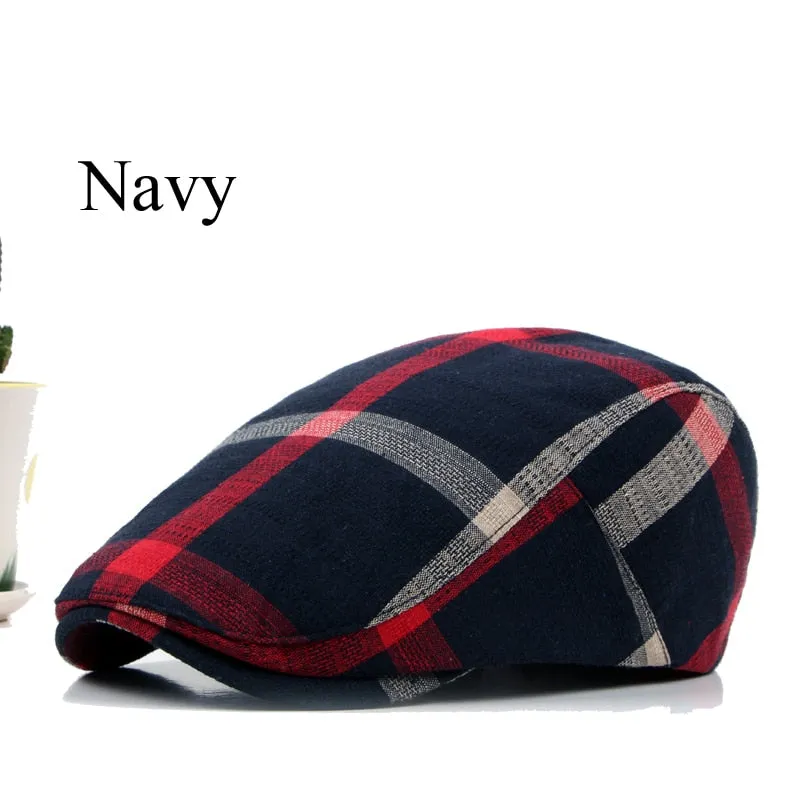 Classic Englad Style Plaid Berets Caps For Men Women Casual Unisex Sports Caps Cotton Berets Hats Boina Casquette Flat Cap