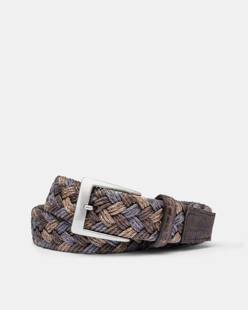 Cloth Weave with Crocodile Tabs Belt in Kaki