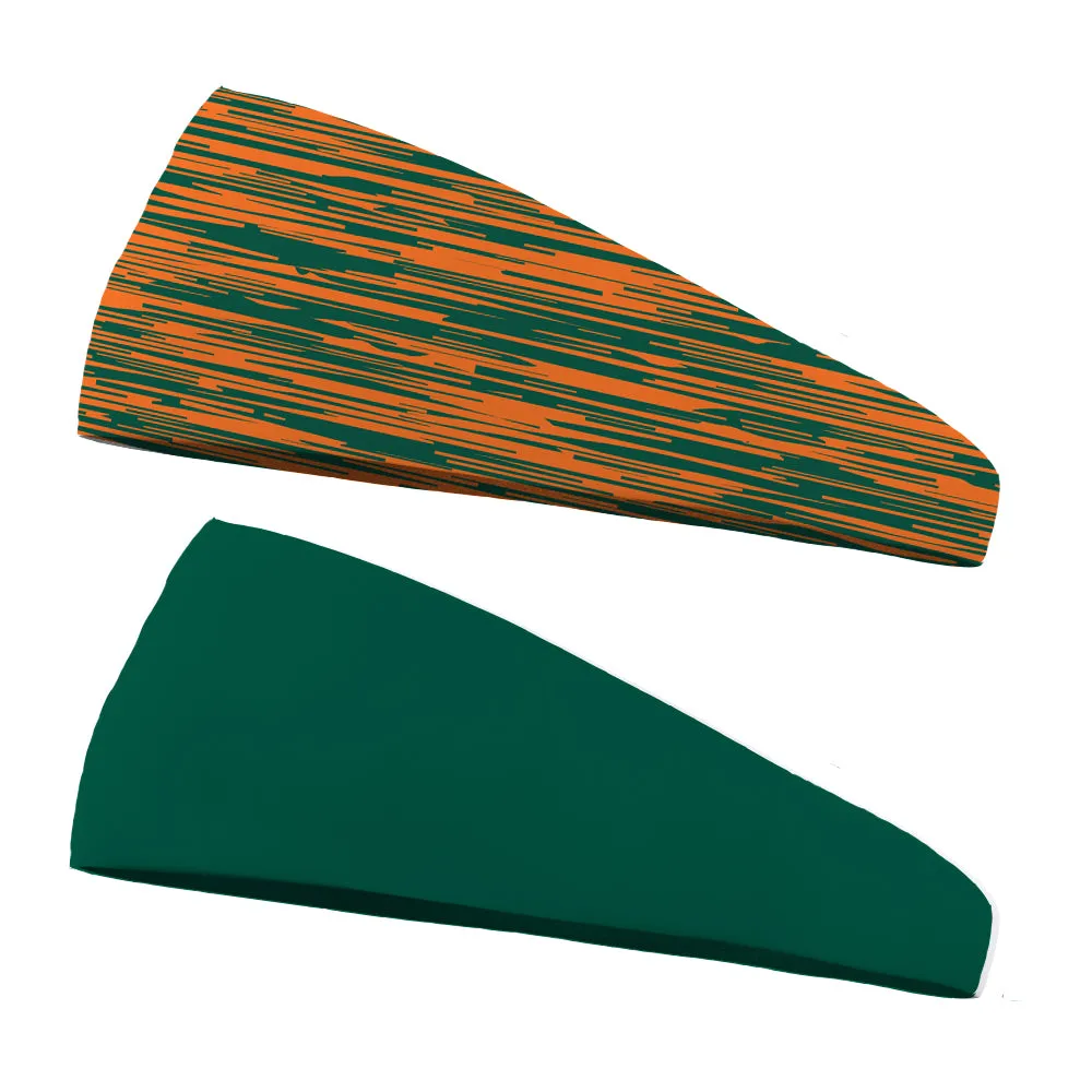 Combo Static Team Colors and Solid Performance  Wicking Headband (multiple colors to choose from)