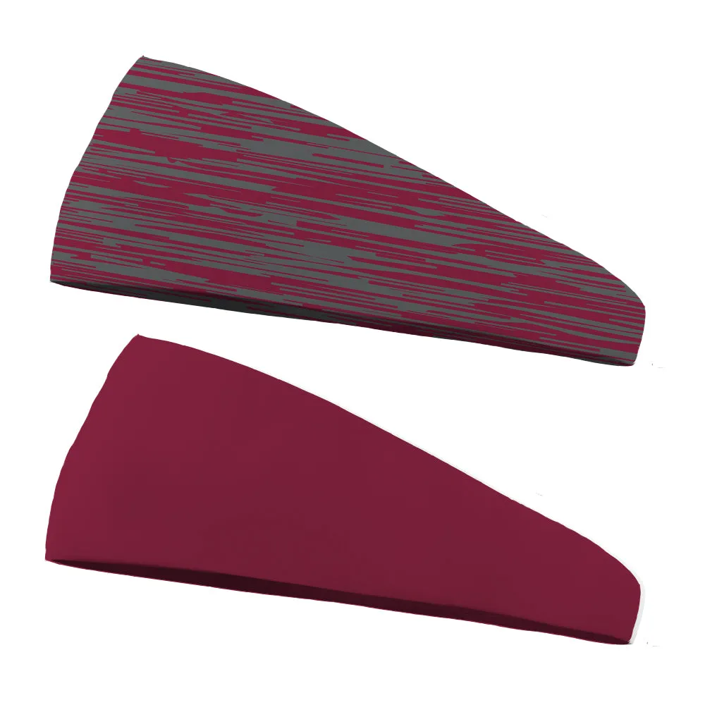 Combo Static Team Colors and Solid Performance  Wicking Headband (multiple colors to choose from)