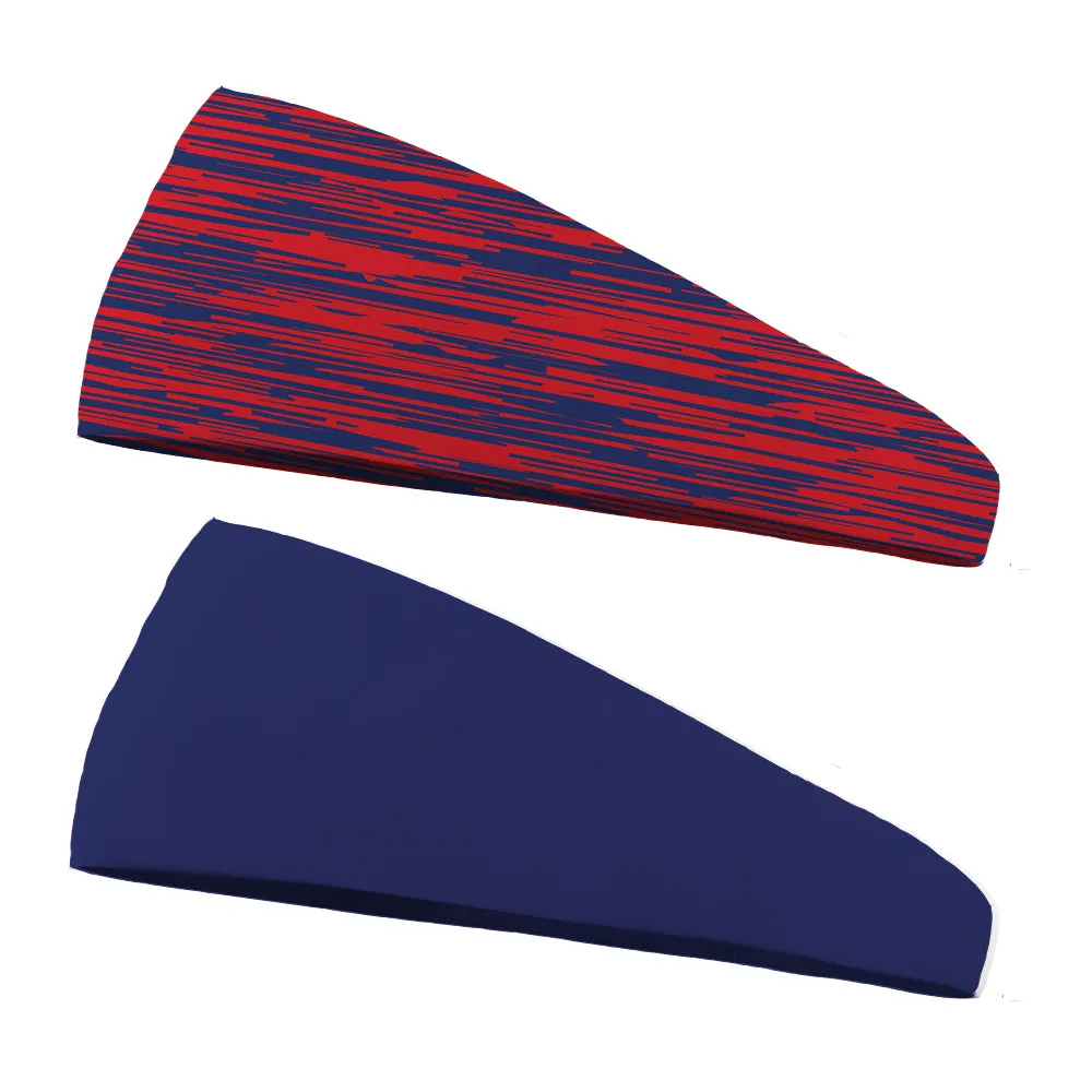 Combo Static Team Colors and Solid Performance  Wicking Headband (multiple colors to choose from)