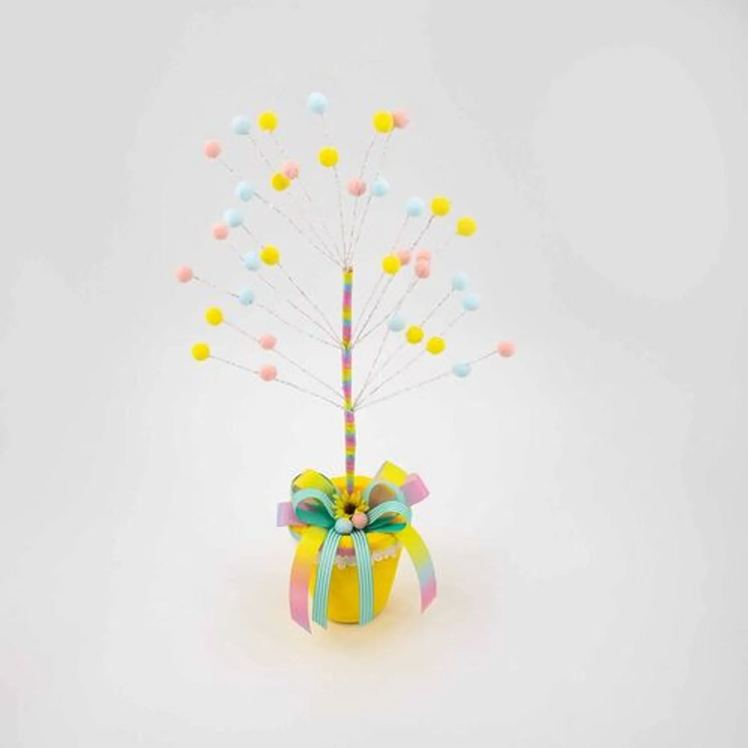 December Diamonds Cotton Candy Land Easter Tree With Yellow Pot Resin Figurine