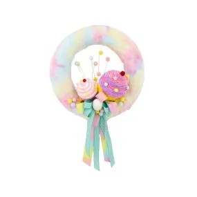 December Diamonds Cotton Candy Land Pastel Wreath With Cupcakes Figurine