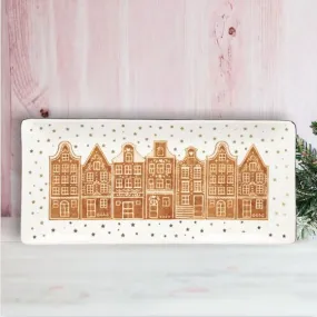 December Diamonds Gingerbread Village 16" Gingerbread Brownstone Platter