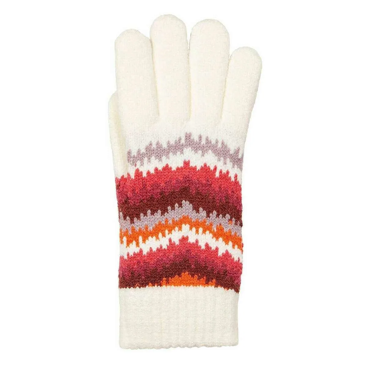 Dents Jacquard Contrasting Stipes Knitted Gloves - Winter White