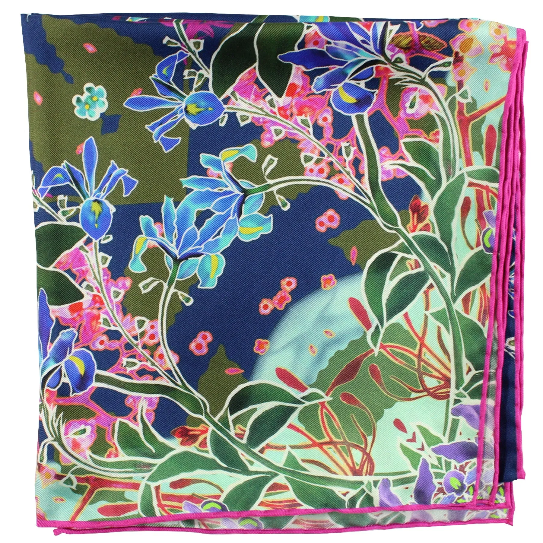 Givenchy Scarf Green Blue Pink Floral - Large Square Twill Silk Scarf SALE