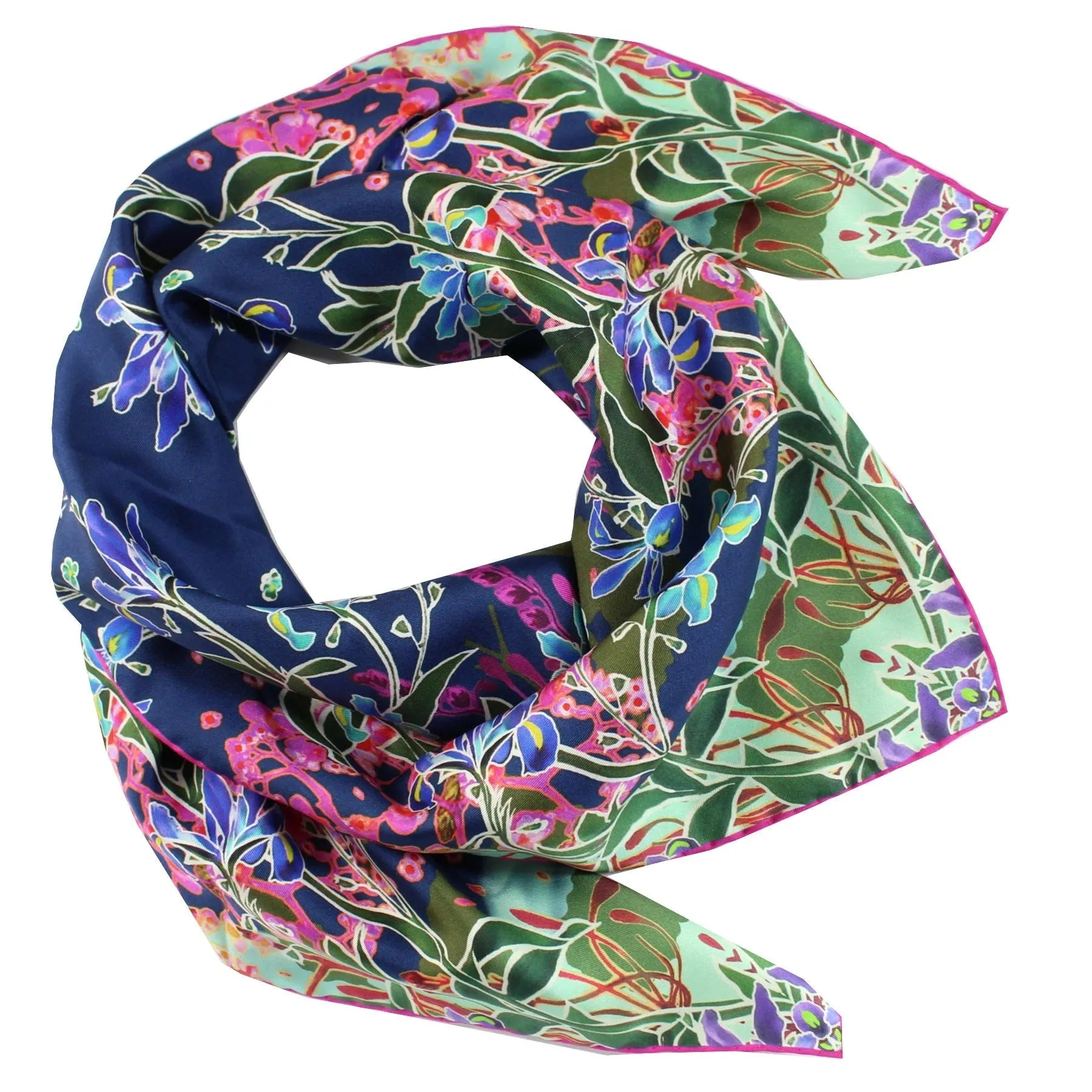 Givenchy Scarf Green Blue Pink Floral - Large Square Twill Silk Scarf SALE