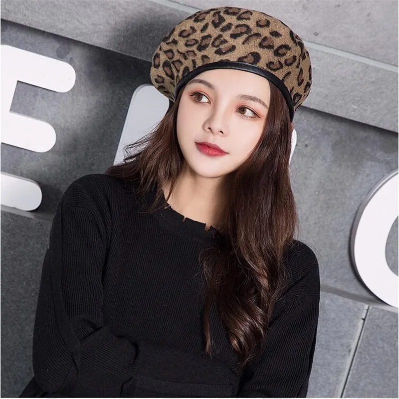 Harajuku Leopard Print Beret