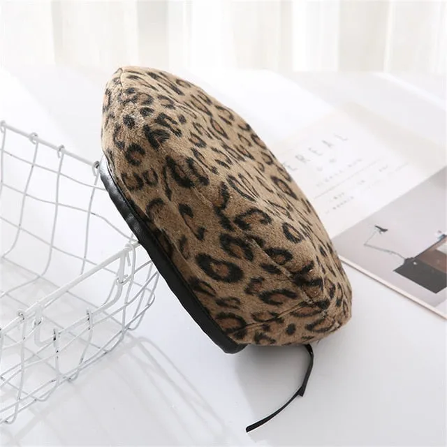 Harajuku Leopard Print Beret