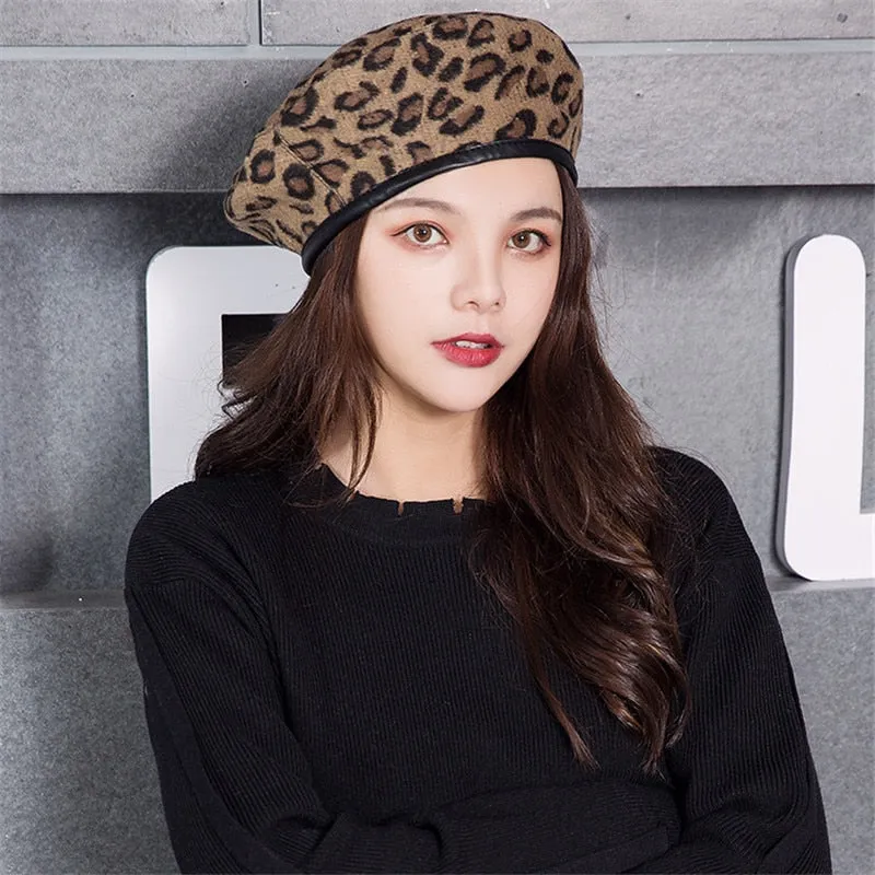 Harajuku Leopard Print Beret