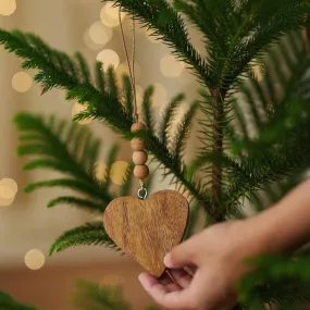 Heart Ornaments (Set of 3) | Handmade Wooden Charms