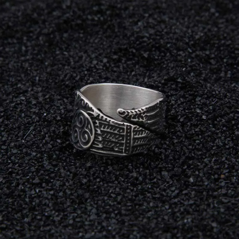 Hugin and Munin Raven Ring - Sterling Silver