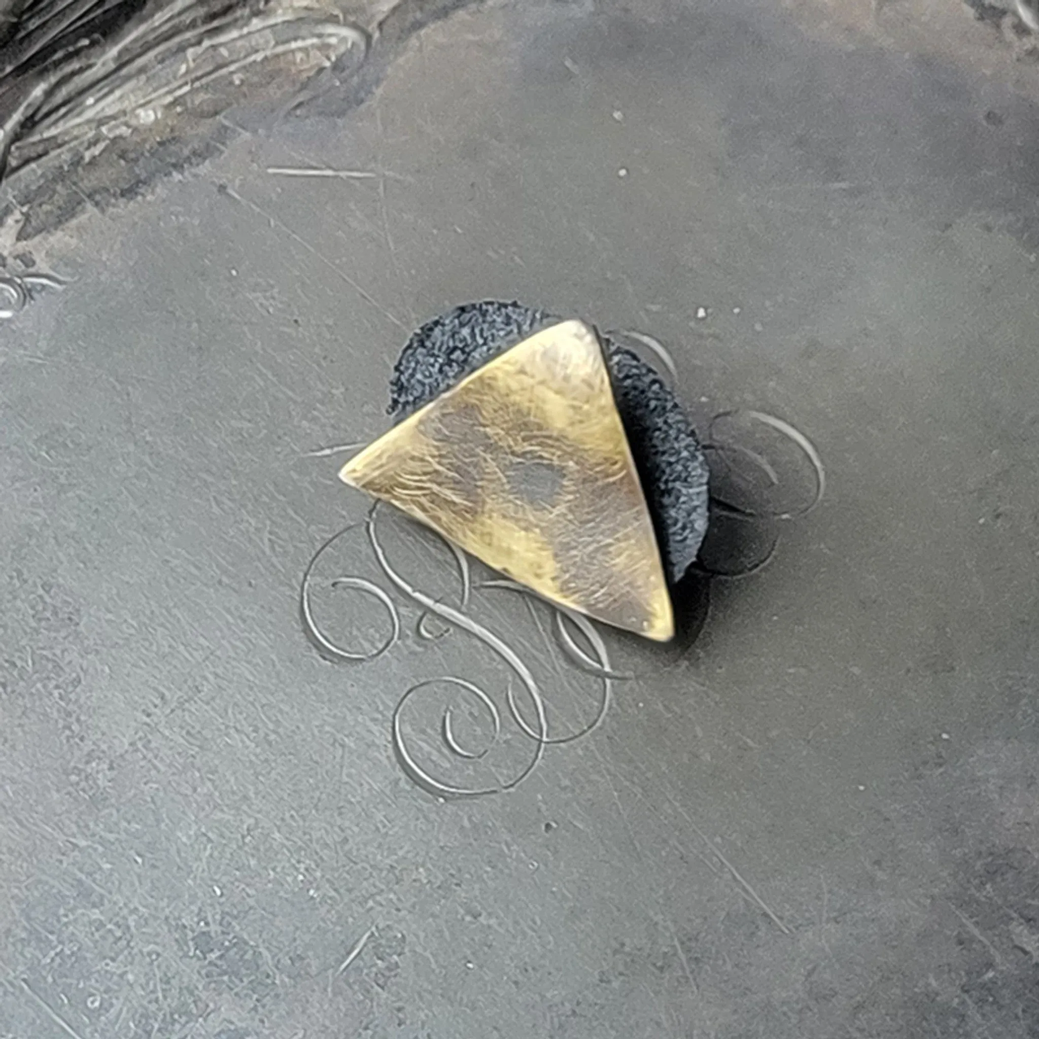 JUL Distressed Brass Midcentury Modern Triangle Stud Button