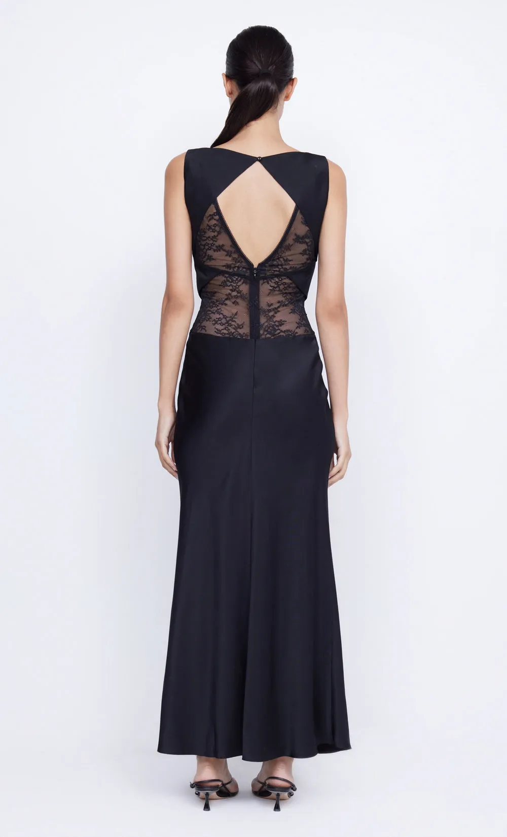 JULIETTE V NECK MAXI DRESS - BLACK