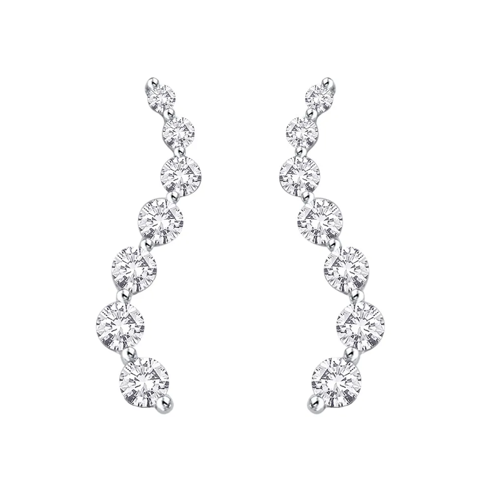 KATARINA Diamond "Journey of Love" Curve Earrings (2 cttw)