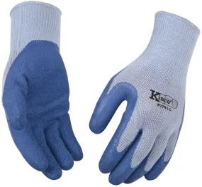 Kinco 1791-XL Coated Gloves, Men's, XL, 7 to 8 in L, Knit Wrist Cuff, Latex Coating, Cotton/Polyester Glove, Blue/Gray :PR: QUANTITY: 1