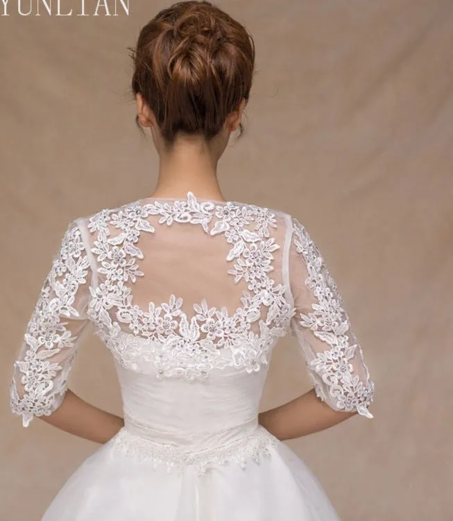 Lace Ivory Half Sleeve Wedding Jacket Bolero