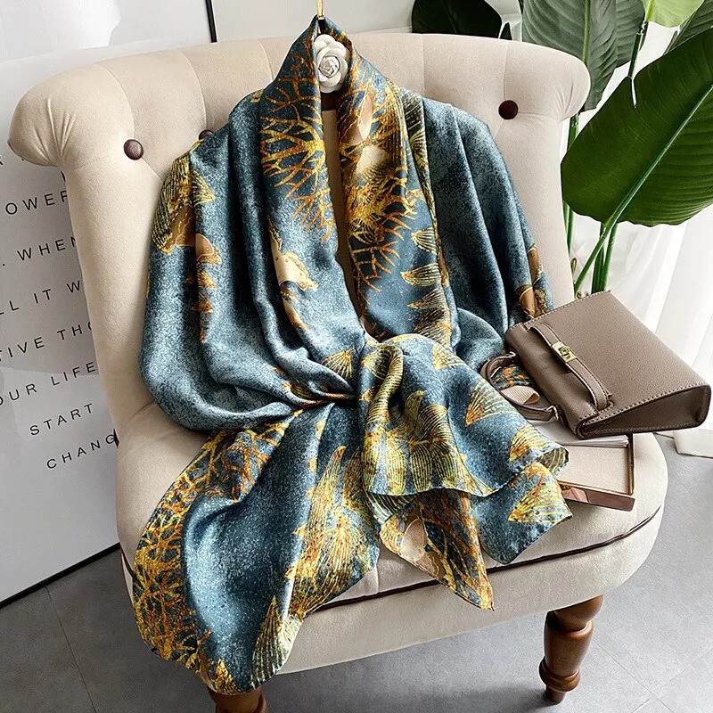 Lady Luxury Silk Scarf Foulard Female Hijab 2022 Brand Print Women Summer New Polyester Pashmina Hijab Bufanda Stoles