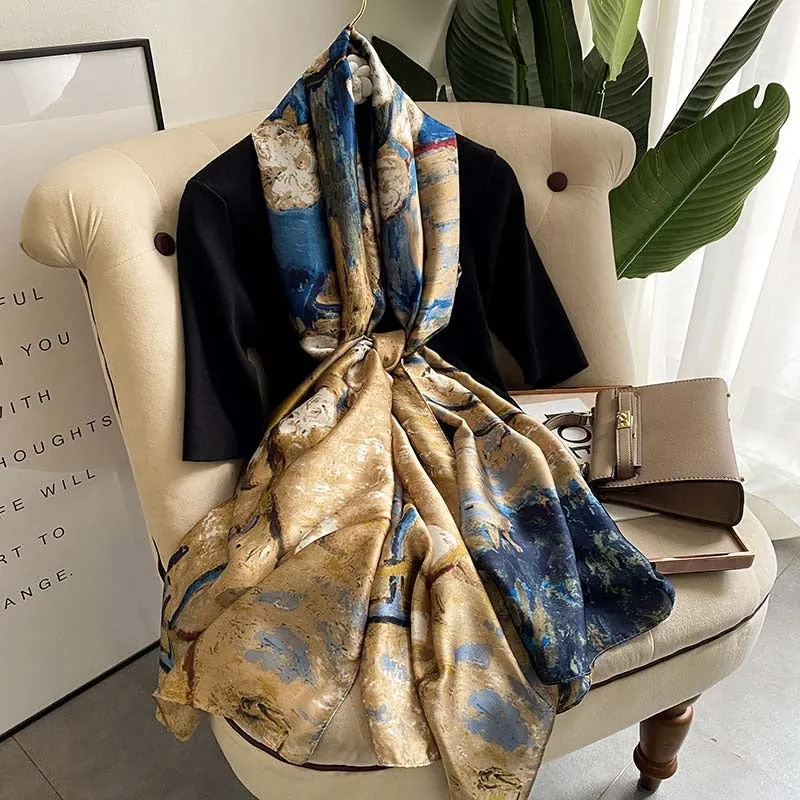 Lady Luxury Silk Scarf Foulard Female Hijab 2022 Brand Print Women Summer New Polyester Pashmina Hijab Bufanda Stoles