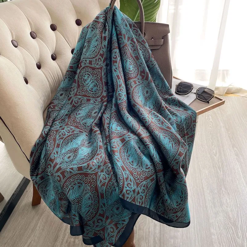 Lady Luxury Silk Scarf Foulard Female Hijab 2022 Brand Print Women Summer New Polyester Pashmina Hijab Bufanda Stoles