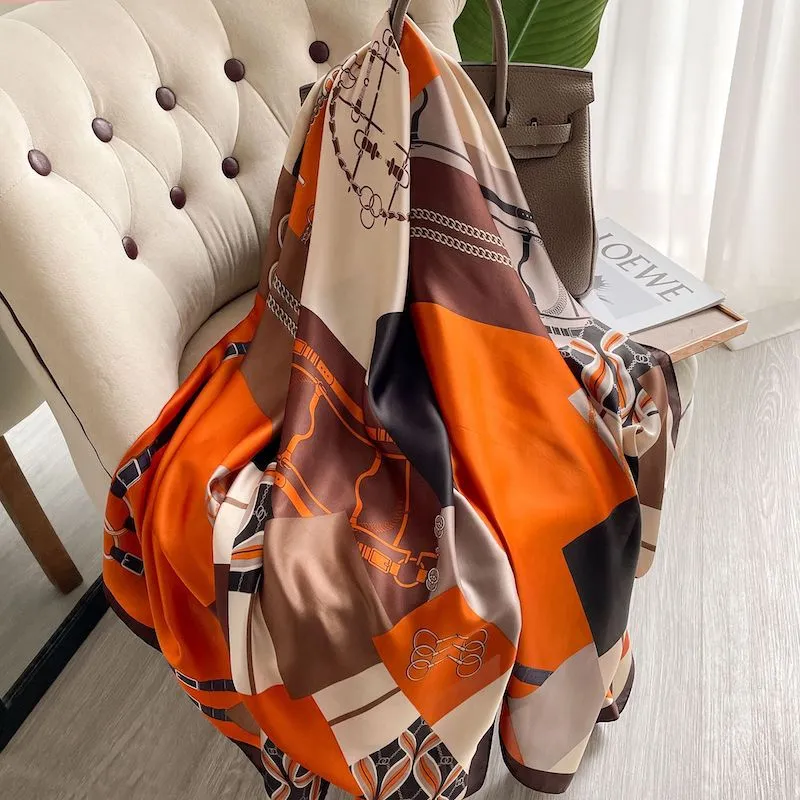 Lady Luxury Silk Scarf Foulard Female Hijab 2022 Brand Print Women Summer New Polyester Pashmina Hijab Bufanda Stoles